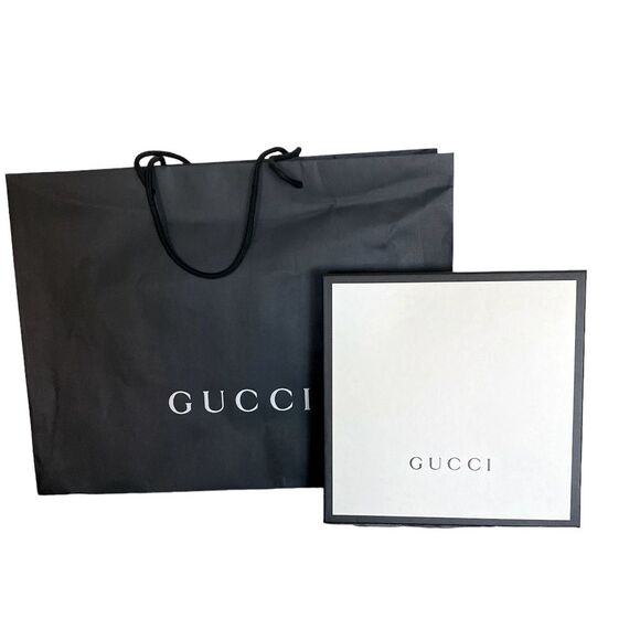 100% Authentic Black White Gucci Large Shopping Bag And Medium Empty Storage Box - Picture 1 of 8